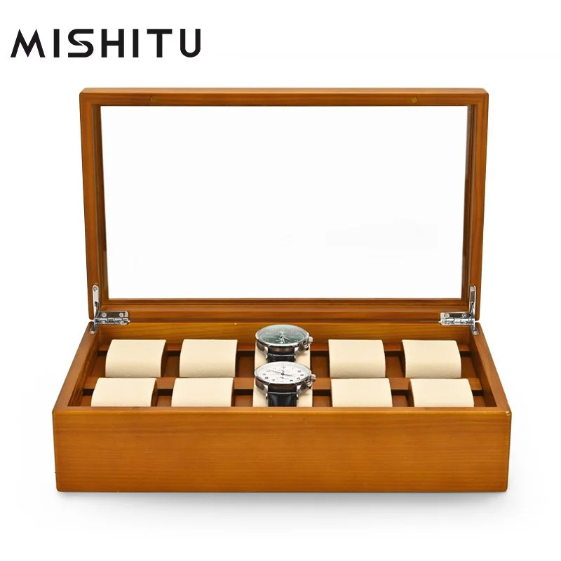 Mishitu solid wood jewelry box is used for storing high-end jewelry such as watches bracelets and organizers. Customized size 34 * 20 * 9.4 cm 241018