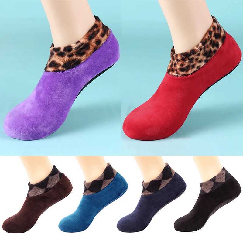 Home Thick Slipper Floor Socks Men Thicken Fleece Sock Leopard Print Non Slip Slipper Sock Winter Warm Soft Bed Slipper SocksXJ241019