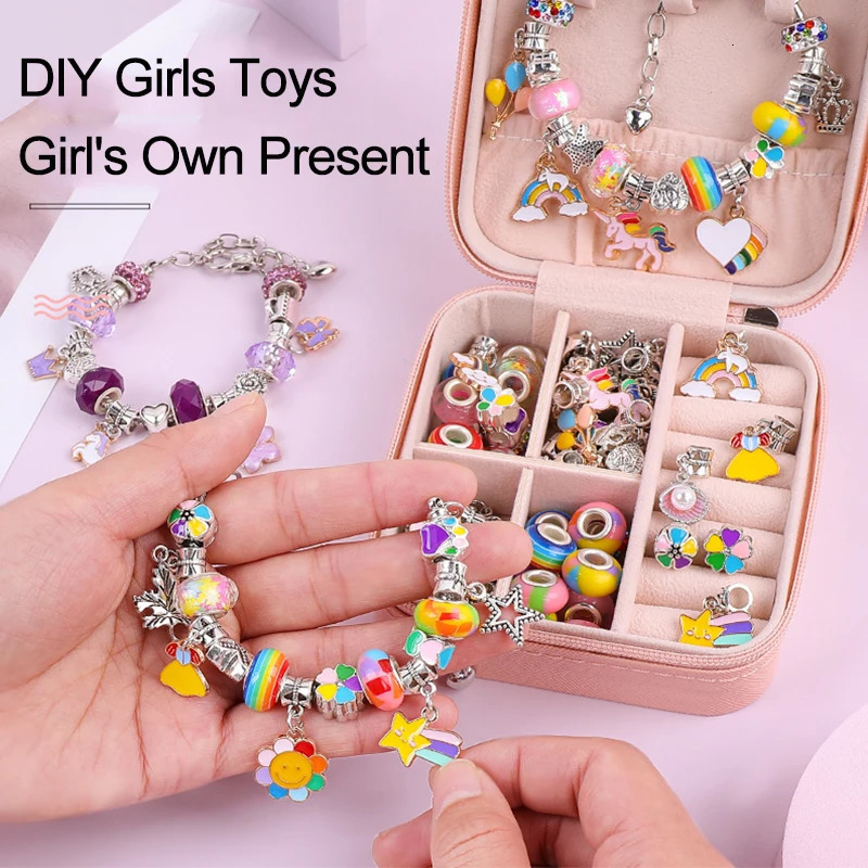 Childrens DIY Handmade Toys for Girls 6-13 Years Old Bracelet Handmade Bead DIY Material Wearing Bead Necklace Girl Birthday Toy Gift 241018