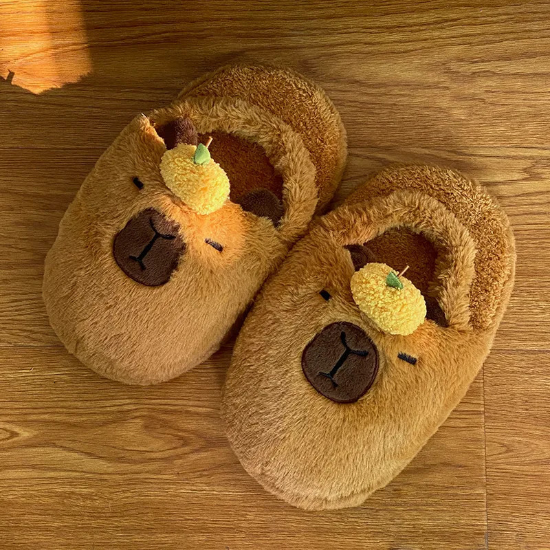 Highland Cow Capybara plush slider cartoon Capibara cotton shoes cute animal slider womens Halloween Christmas gift 241018