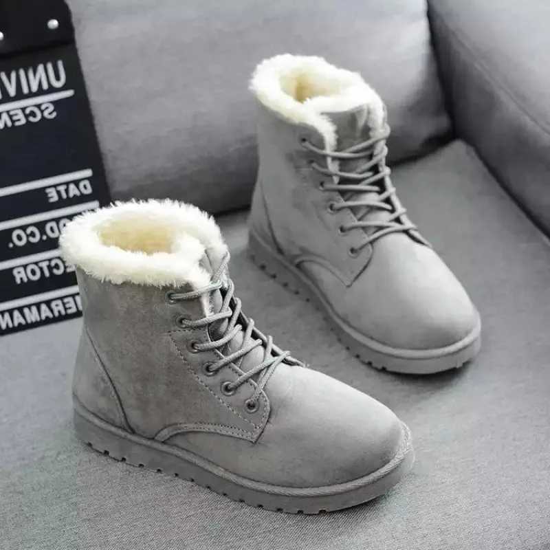 Womens long boots winter student long boots short tube warm lace flat shoes cold resistant and non slip Korean cotton ankle boots Y241019