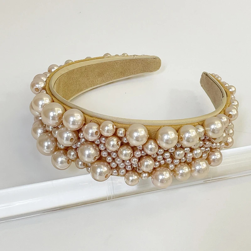 Womens Baroque Luxury Bohemian Big Pearl Flower Head with Adult Hair Accessories Hair Jewelry 241018
