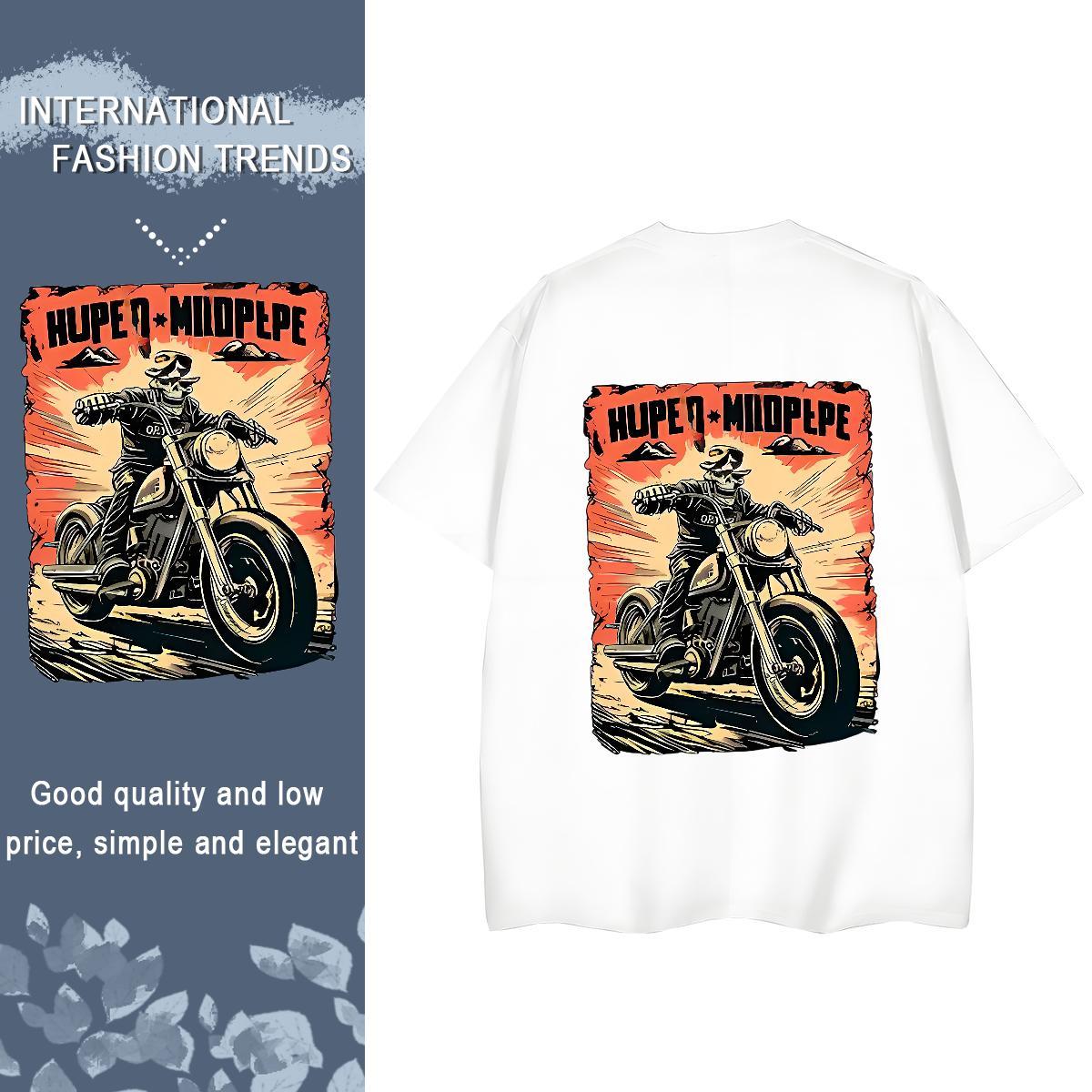 Classic Women T Shirts 230g Cotton Round Neck Short Sleeve Street Casual Motorcycle Lady T shirt Loose fit Customized Tees Shirts