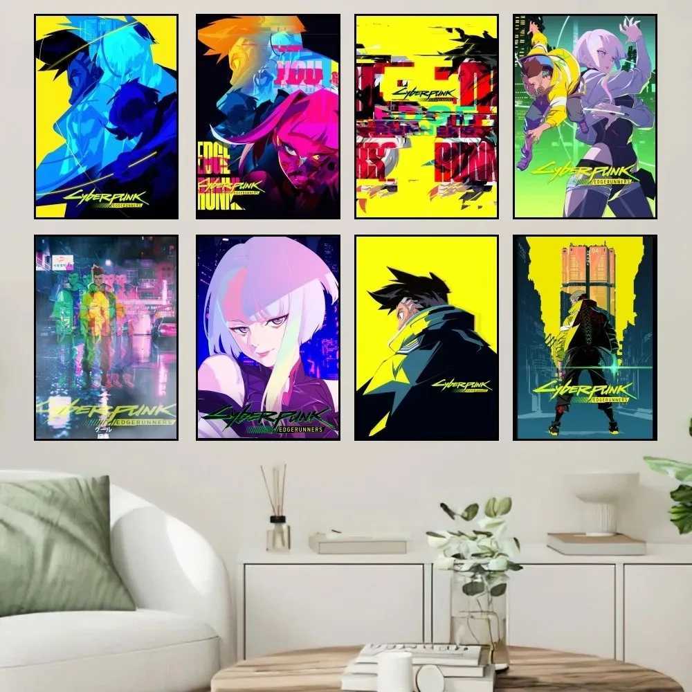 Anime C-Cyberpunk E-Edgerunners Poster Prints Wall Sticker Painting Bedroom Living Room Decoration Office Home Self AdhesiveXJ241016