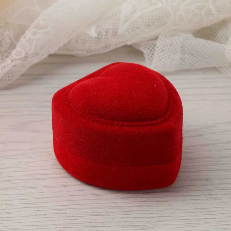1Pc Red Wedding Velvet Earrings Ring Box Jewelry Display Box Bracket Gift Box Romantic Organizer Engagement Ring Box W241019