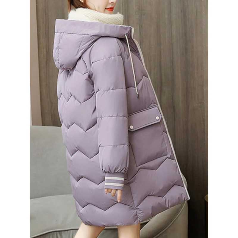 Custom Winter Women Jacket Coats Long Parkas Female Down Cotton Hooded Overcoat Thick Warm Jackets Windproof Casual Student CoatX241019