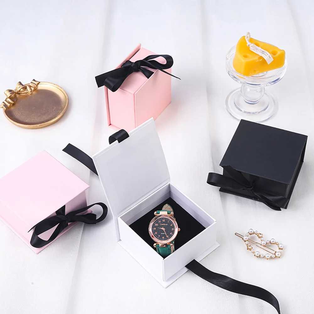 2024 New Jewelry Organizer Ribbon Flip Jewelry Packaging Paper Box Greeting Card Necklace Earrings Bracelet Gift Storage Box W241019