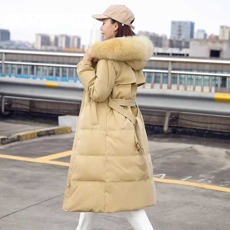 Long Down Cotton Parkas Coat Female 2024 New Winter Loose Large Fur Collar Hooded Warm Thick Parkas Puffer Women Padded OvercoatX241019