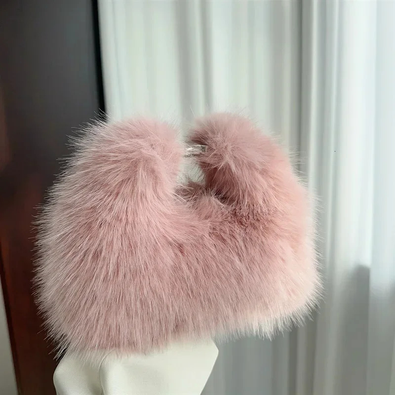 faux fur womens shoulder bag soft plush womens evening clutch wallet handbag womens small handbag fluffy cross body bag 241018