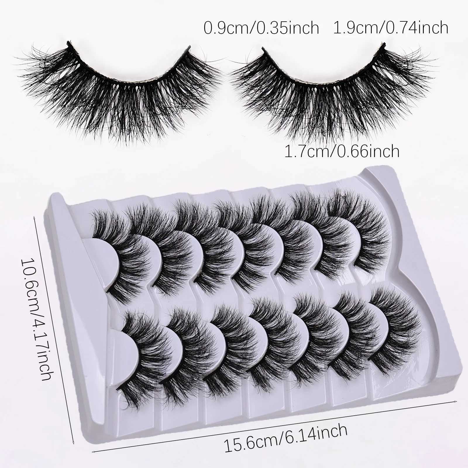 7 Pairs Messy False Eyelashes Fluffy Thick Lashes 3D Curl Dramatic Long Messy Fake Fluffy lashes extension MakeupXJ241019