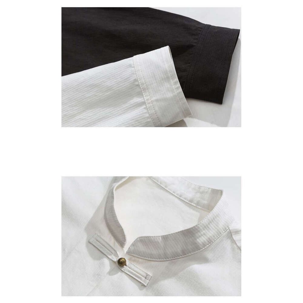 shanshi Men's shirts New Tang suit Chinese long sleeved loose casual stand up collar Zhongshan shirt men's thin style