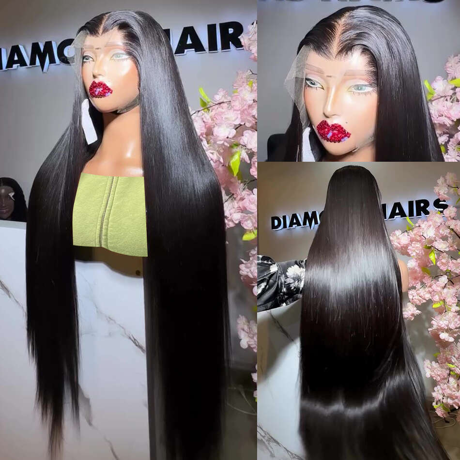 Rosabeauty 13x6 HD Transparent Frontal Human Hair Wigs Brazilian 220% bone Straight 13x4 Lace Front Wig For Women