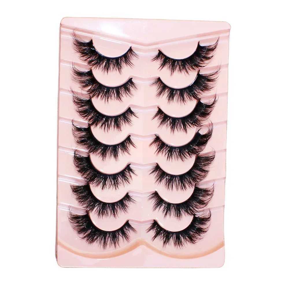 False Cat Eye 7 Pairs Eyelashes Winged Lashes Natural Look Fluffy Makeup Eyelashes Extensions For Party Dating Stage MakeupXJ2475