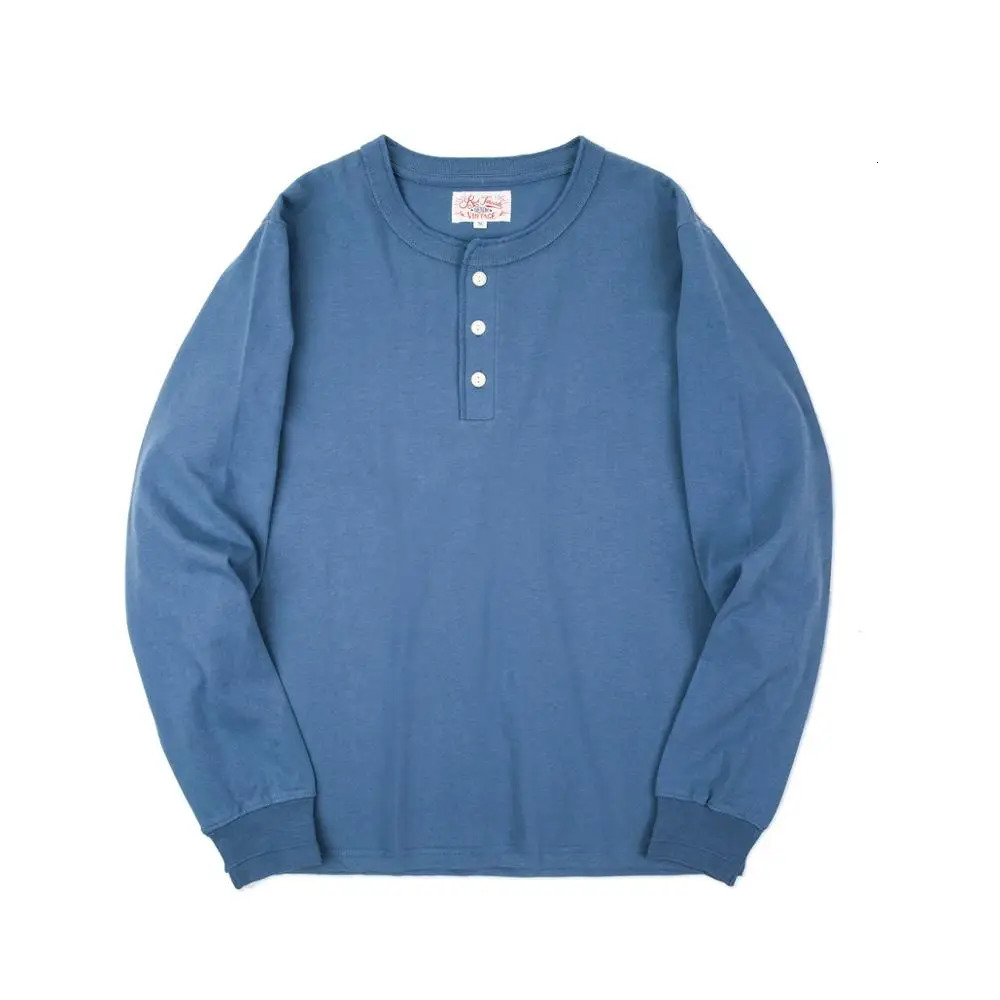 Red tornado classic long sleeved Henry shirt layered cotton mens T-shirt 241018
