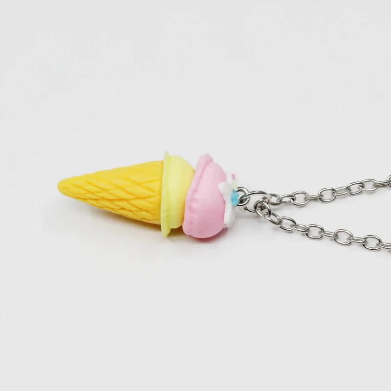 Small wholesale of 5 pieces/batch mixed ice cream necklace polymer clay DIY 50cm chain necklace womens and childrens necklace jewelry 241018