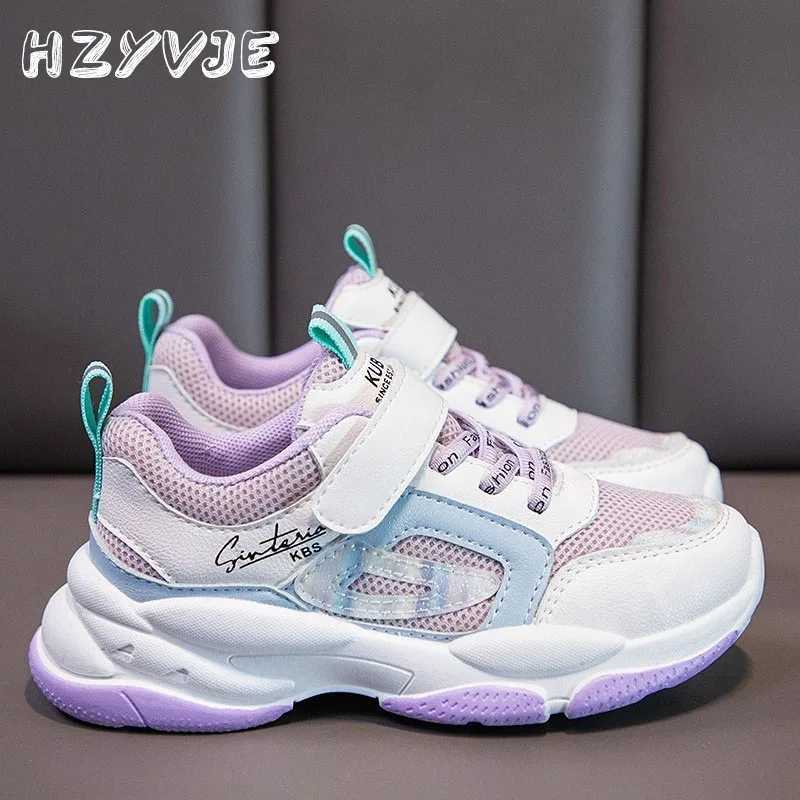 Athletic Outdoor Girls spring mesh upper breathable sports shoes 2024 new dents sports running shoes for children aged 3-12 outdoor casual shoes H2410