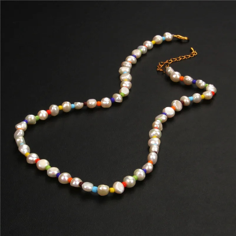Colorful Bohemian Fashion Natural Pearl Necklace Soft Polymer Clay Bead Necklace 241018