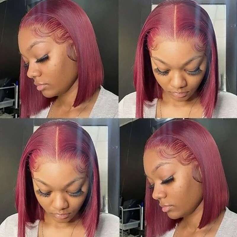 Hair Burgundy BOWBAY Lace Front Wigs Human Bob Wig x Red for Women