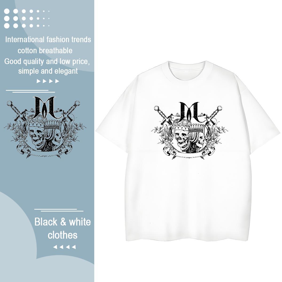 Classic Women T Shirts 230g Pure Cotton O-Neck Short Sleeve Sport skull Woman Tshirt Nice Skull Clothes Shirt