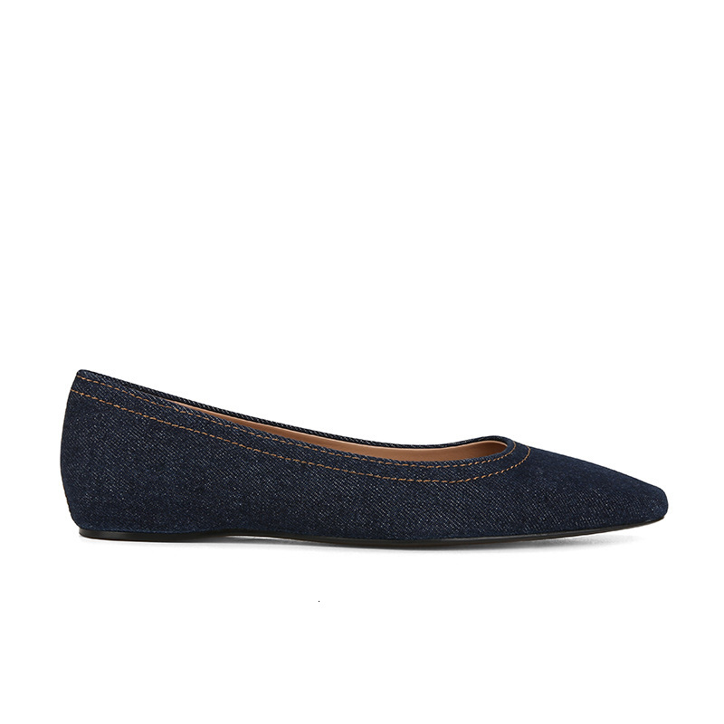 Yinyin Sheii Su Small Tune Tote Shallow Mouth Square Head Denim Inner Elevated Flat Sole Single Shoe Female Commuter Ddmywed Ddmysaturn