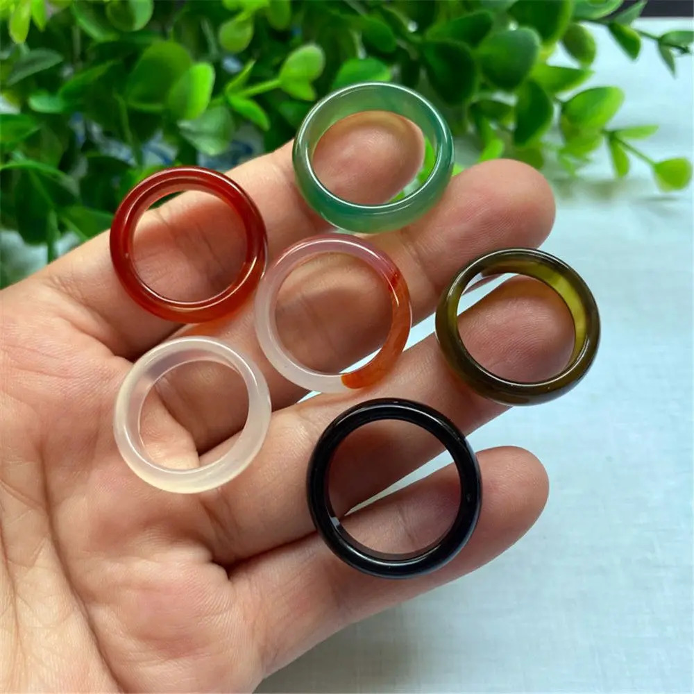 1PC Fashion Natural Stone Ring Unisex Black Green Red Agates Circle Finger Rings Wedding Band Christmas Charms Jewelry Gifts 241010