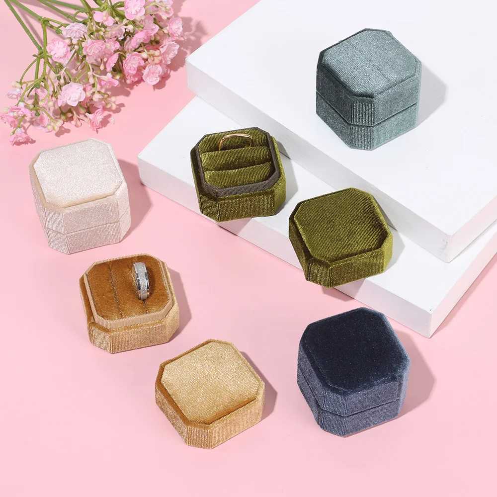 Velvet Bead Treasure Box Octagonal Display Gift Box with Removable Ceiling Storage Double Loop Container Necklace Earring Box W241019