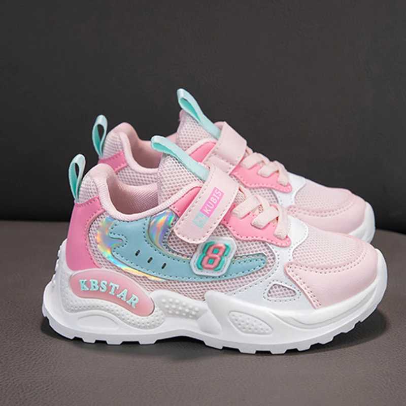 Athletic Outdoor Childrens sports shoes girls jackets sports shoes cute casual shoes mesh breathable teeth lightweight running shoes H241019