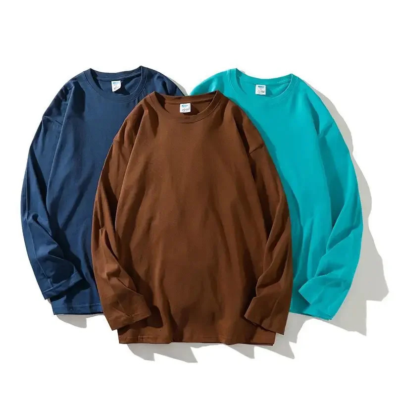 100% pure cotton custom mens long sleeved T-shirt making pictures or texture printing gifts for friends 241019