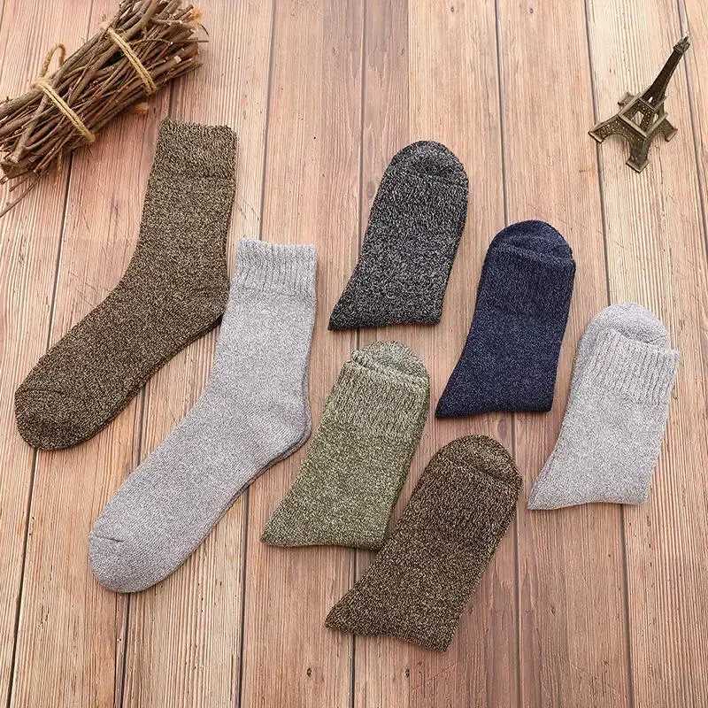 Men Thick Thermal Wool Socks Man Winter Warm Merino Wool Rabbit Solid High Quality Socks Male Cotton Casual Super Thicker SockXJ241019