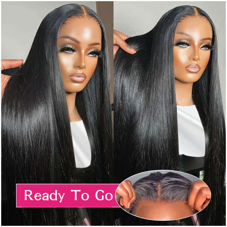 Go Glueless Ready To Wear Straight 13x4 Front Pre Cut Lace 4x4 Closure Human Hair Wig