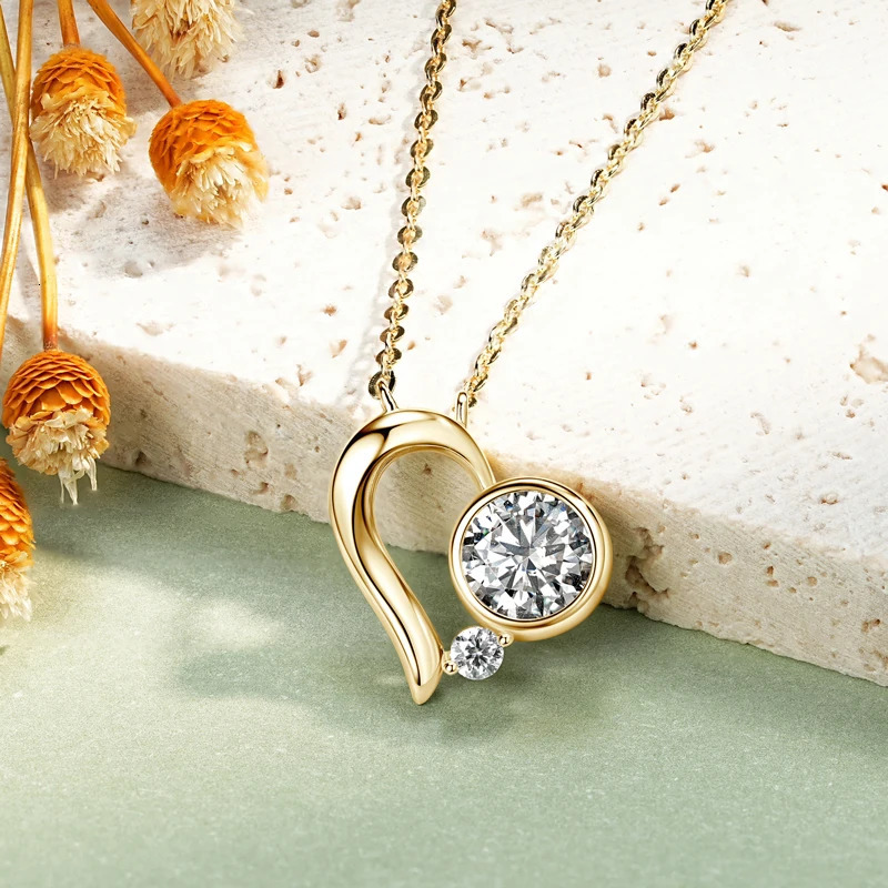 Lny 925 sterling silver heart-shaped pendant necklace 6.5mm 1.0ct necklace for Valentines Day jewelry gifts 241018