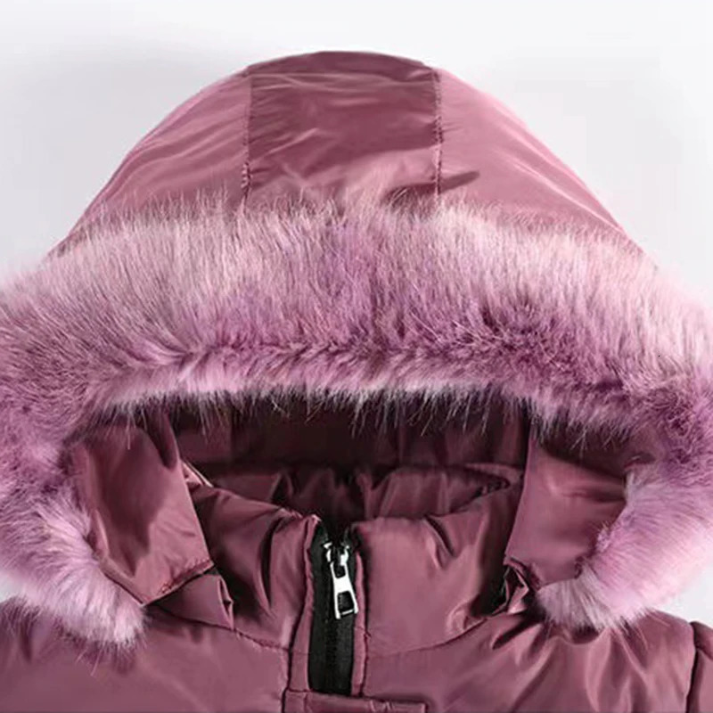 4 5 6 8 10 Years Winter Girls Coat Keep Warm Thicken Kids Jacket Hooded Zipper Fur Collar Princess Outerwear Childrens Clothing 241018