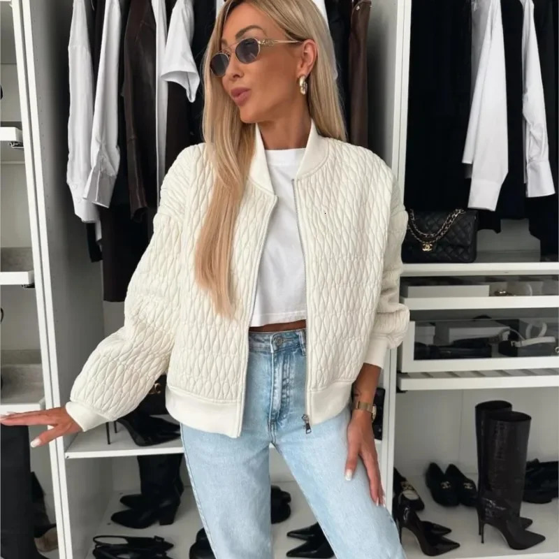 Casual Short Baseball Jacket Womens Autumn Winter Thin Cotton Lined Jacket Womens Zipper Open Fleece Sweater Coats Jackets 241019