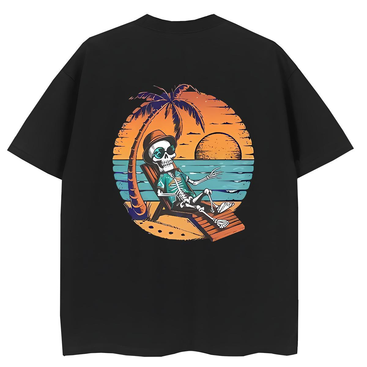 Classic T-Shirts 230g Cotton Breathable Short Sleeve Outdoor skull Unisex Tshirts Designer Nice Custom Print Oversized Clothes