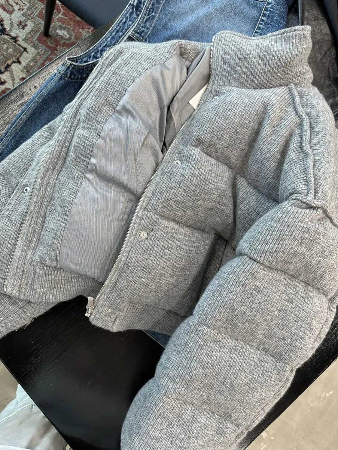 Women's Down Parkas Korean style long tail short gray cotton park loose warm standing collar jacket 2023 new winter jacket for women Y241019H6C0