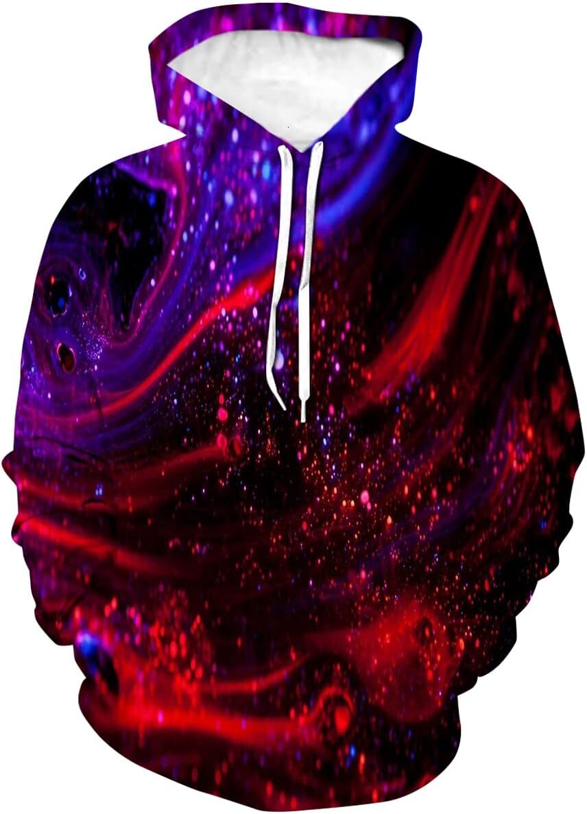 Hoodie for Mens Womens Unisex Psychedelic Multicolored Starry Sky Galaxy Sweatshirt Hoodie Graphic Hoodies sweatshirt Pullover Long Sleeve breathable