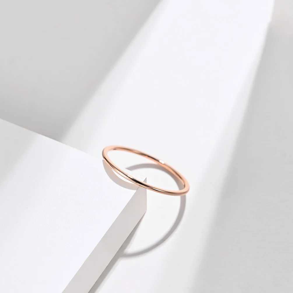 1mm Titanium Steel Ring Gold/Rose Gold/Silver Simple Womens Thin Ring Wedding Jewelry Gift Y241019