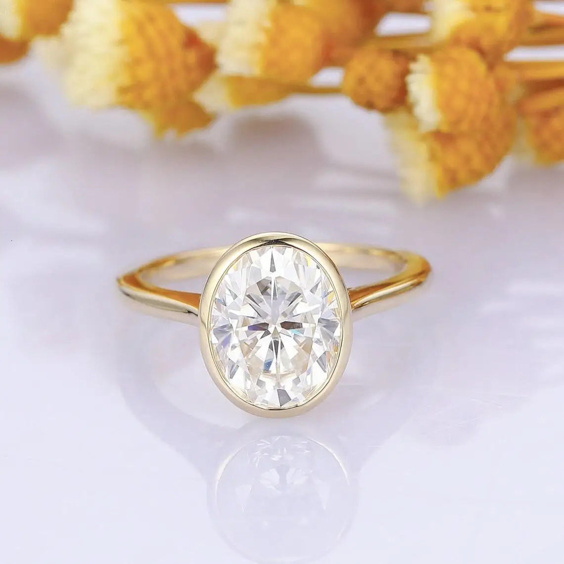 Minimalist oval cut engagement ring 925 sterling silver 1ct 2ct womens card ring gold-plated certificate 241007