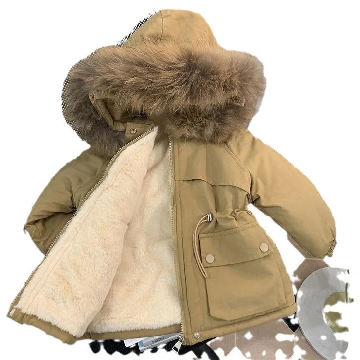 Childrens Parkas Winter Hooded Jacket For Girls top Coat Kids Warm Thick Velvet Baby Coats causal Outerwear 241018