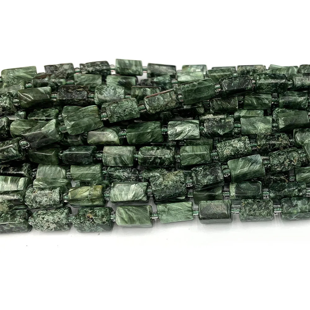 Veemake natural green six winged angel gold nugget shaped cylindrical loose light smooth necklace bracelet jewelry bead 08350 241018