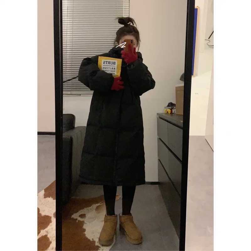 Womens Down Padded Hooded Parka Mid Long Coat Warm Ladies Outwear Female Tops Jacket for Women Casual Clothes KoreanX241019