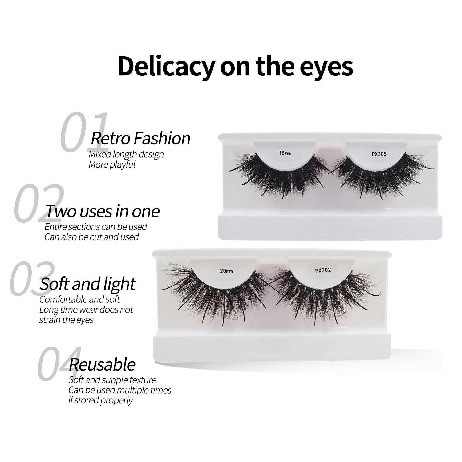 RED SIREN Mink Eyelashes With Spikes New Design 16mm/18mm/20mm/25mm Thick Natural Strip Lashes Mink Fluffy Lash SuppliesXJ241019