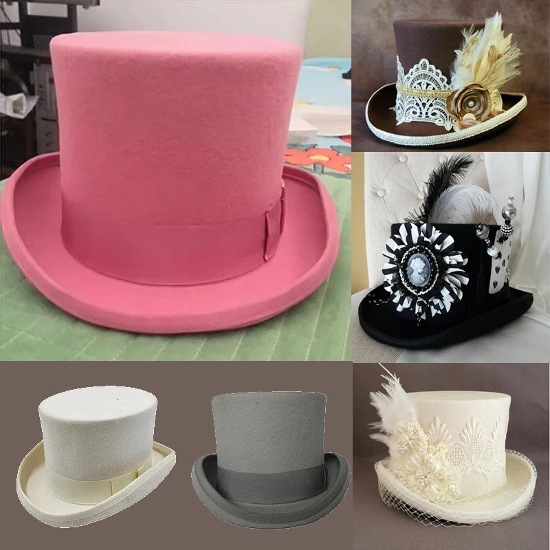 mens hat 100% wool Fedora hat unisex top display gentleman bowling hat black red magic hat presidential hat feather accessories 241018