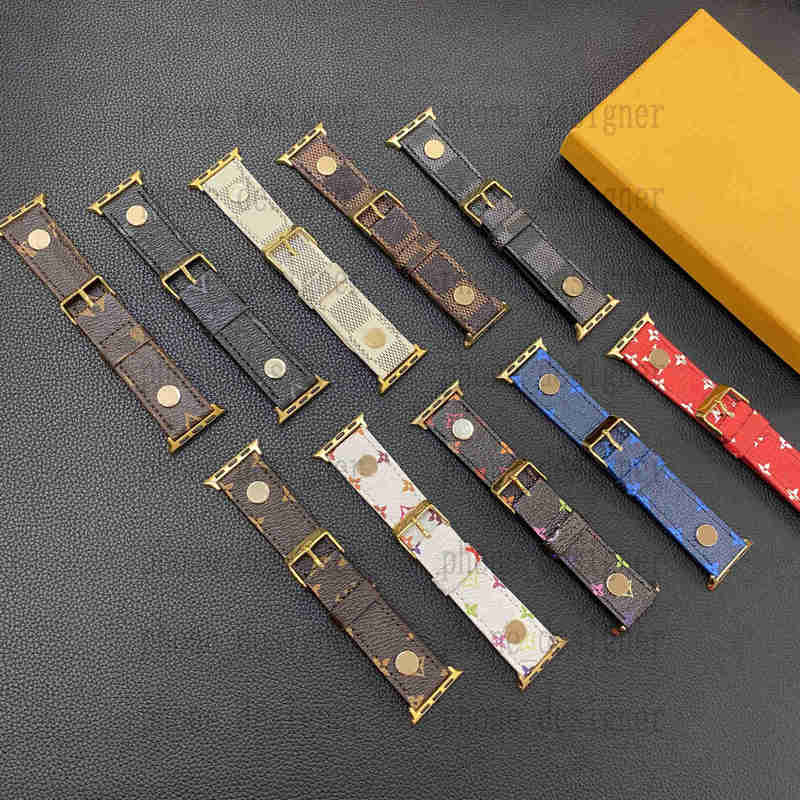 Fashion Designer Watch Straps 38 40 41 42 44 45 49 mm for Smart Watches Series 2 3 4 5 6 7 Luxury PU Leather Print Pattern Bands Deluxe Watchbands