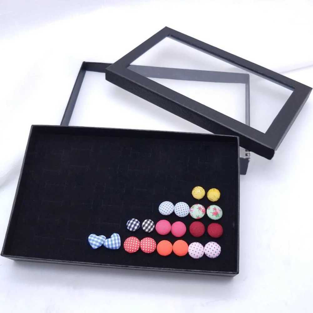 Portable Fashion Transparent 36 Slot Ring Display Stand Metal Earrings Bijoux Storage Box Jewelry Display Cabinet W241019