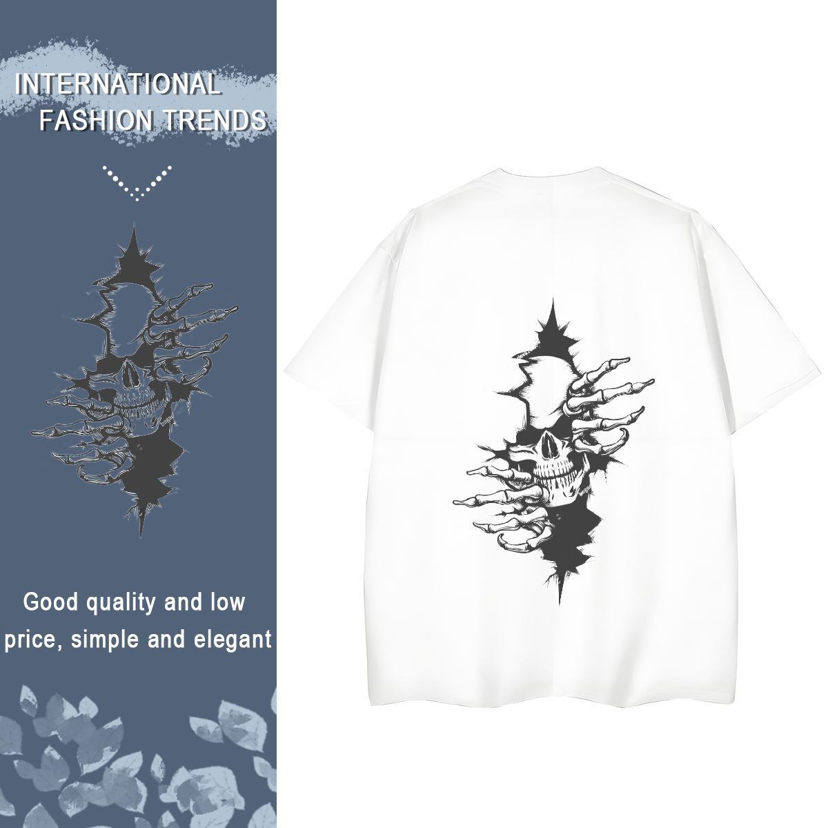 Fashion New T Shirts Women 100% Cotton 230g Crew Neck Casual Beach skull Womens Tshirts Free Shipping Graphic Tops Tees
