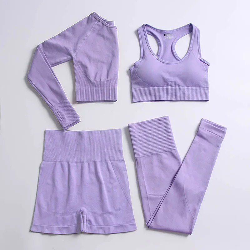 234PCS Womens tracksuit Seamless Yoga Set Workout Sportswear Gym Clothing Fitness Crop Top High Waist Leggings Sports Suits 241010
