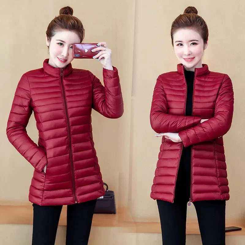 6XL Mother Coat Mid-Long Down Cotton Jacket womens Short Slim Fit Mid-Elderly coat spring Autumn Winter Padded jacket Out WearX241019