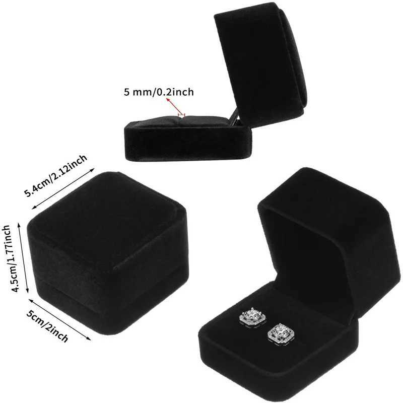 Velvet rings earrings box holders for weddings and engagements birthday jewelry gift boxes storage organizer packaging materials W241019