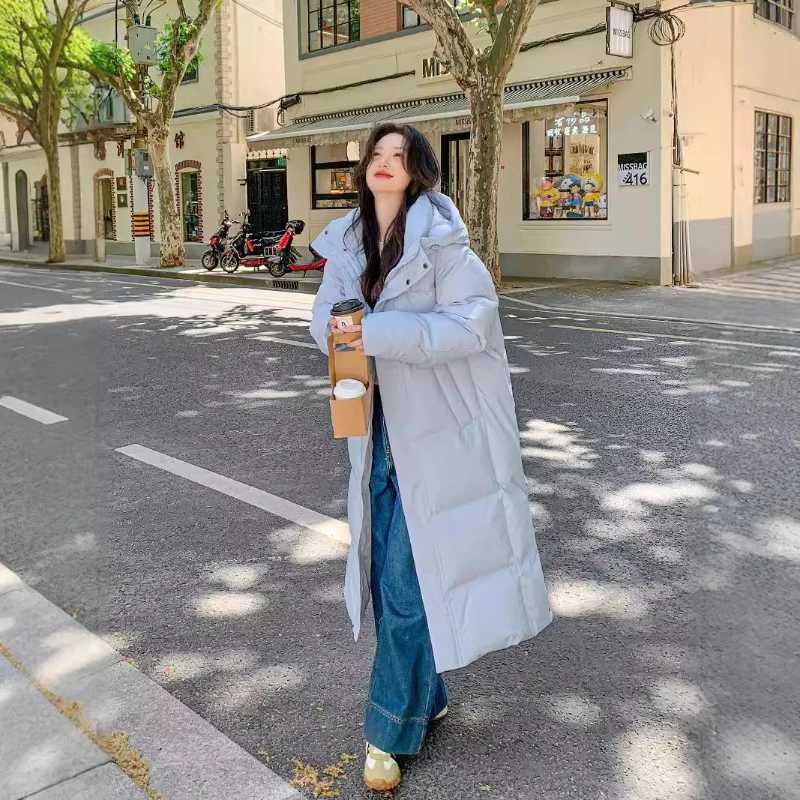 Casual Puffer Coats for Women Thick Warm Down Jacket Long Puffer Coats Windproof Outerwear Simple Solid Sweet Snow Winter NewX241019